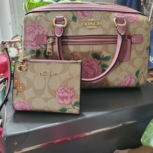 •SOLD• Rowan Satchel and Wallet In Signature Canvas With Prairie Rose